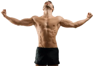 Muscular Man Celebrating Victory PNG Image