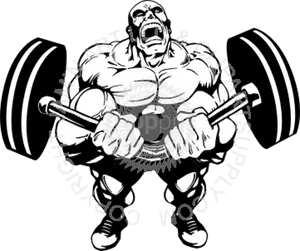 Muscular Man Lifting Barbell PNG Image