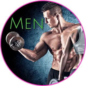 Muscular Man Performing Dumbbell Curls Fitness Concept PNG Image