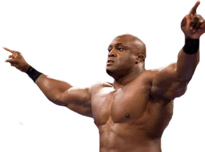 Muscular Man Pointing Upward PNG Image