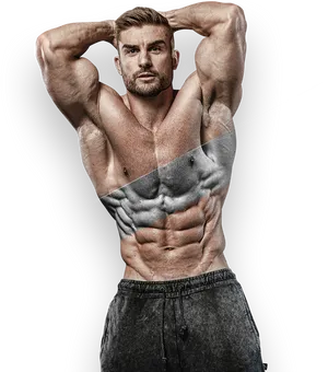 Muscular Man Showing Abs PNG Image