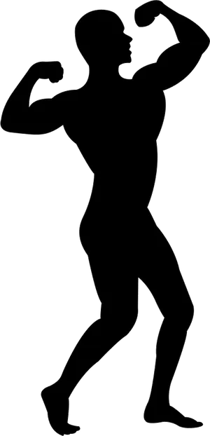 Muscular Man Silhouette Flexing Pose PNG Image