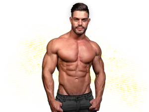 Muscular Man Yellow Brush Stroke Background PNG Image