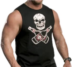 Muscular Manin Skull Tank Top PNG Image