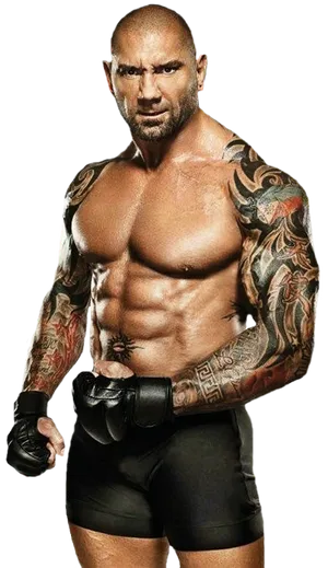 Muscular Tattooed Wrestler Portrait PNG Image