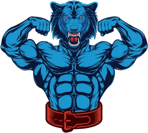 Muscular Werewolf Flexing Vector PNG Image