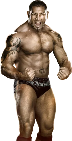 Muscular Wrestler Intensity PNG Image