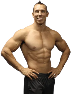 Muscular Wrestler Pose PNG Image