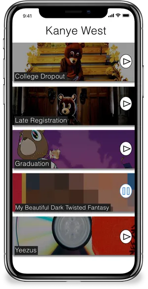 Music Player Album Selection Screen PNG Image