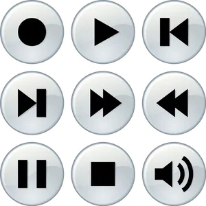 Music Player Buttons Set PNG Image