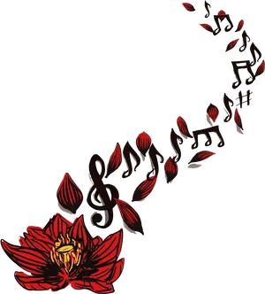 Musical Floral Tattoo Design PNG Image