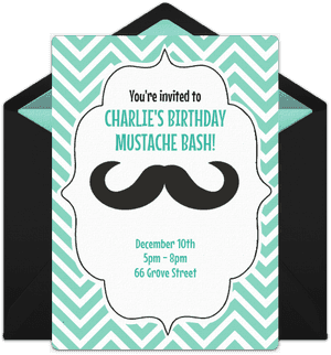 Mustache Bash Online Invitation - Yellow And Grey Elephant Thank You Cards, HD Png Download PNG image with transparent background