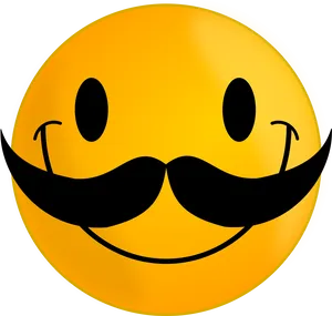 Mustachioed Smiley Face Emoji PNG Image