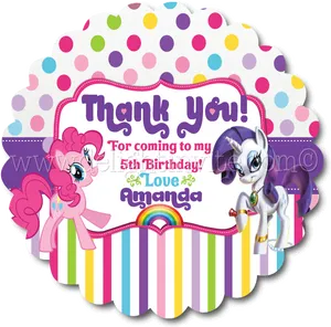 My Little Pony Thank You Card PNG Image