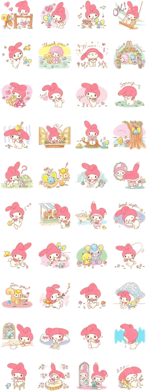 My Melody Expressionsand Activities Compilation PNG Image