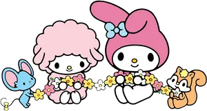 My Melodyand Friends Flower Garland PNG Image