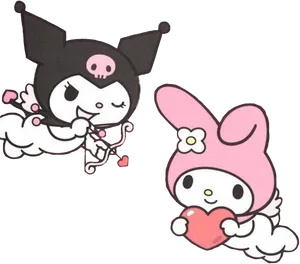 My Melodyand Kuromi With Hearts PNG Image