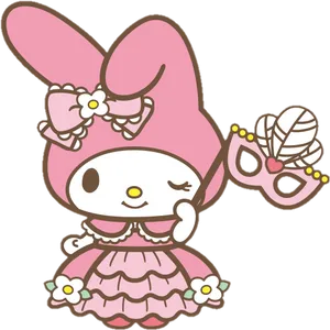 My Melodyin Pink Dresswith Mask PNG Image