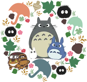 My Neighbor Totoro Characters Collage PNG Image