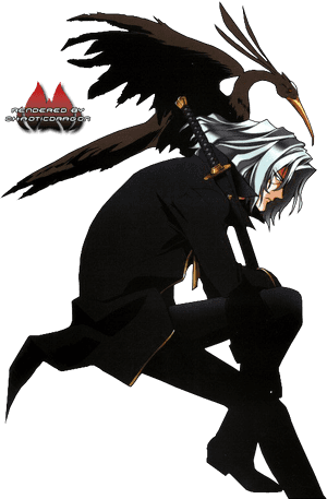 Mysterious_ Anime_ Character_with_ Raven_ Wings PNG image with transparent background
