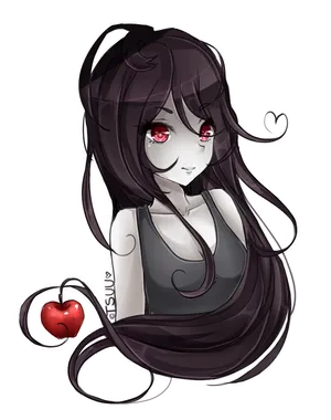 Mysterious Anime Vampire Girlwith Apple PNG Image