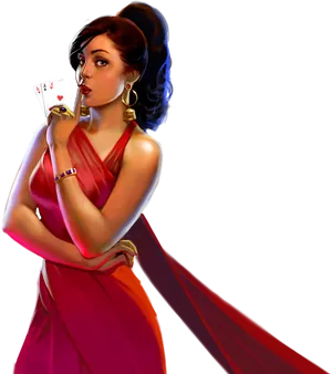 Mysterious Indian Girlwith Cards PNG Image