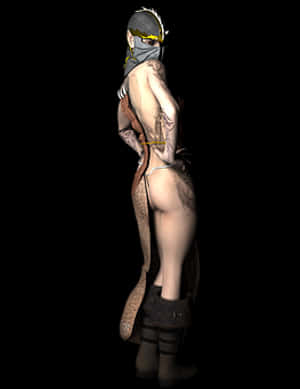 Mysterious_ Warrior_ Back_ View PNG image with transparent background