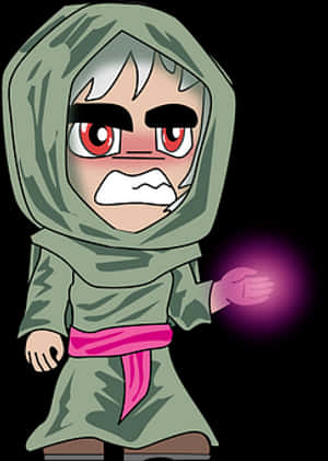 Mystic Hooded Character Casting Spell PNG image with transparent background