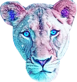 Mystical Blue Eyed Lioness PNG Image