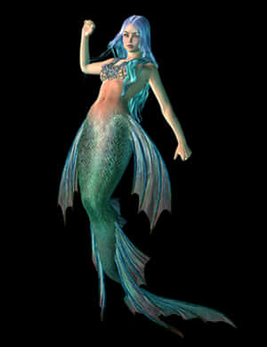 Mystical Blue Mermaid PNG image with transparent background