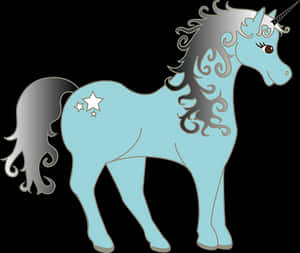 Mystical_ Blue_ Unicorn_ Graphic PNG image with transparent background