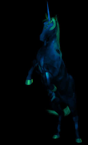Mystical Blue Unicorn Standing PNG image with transparent background