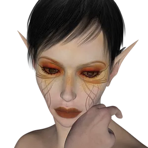 Mystical_ Elf_ With_ Orange_ Eyes PNG Image