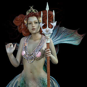 Mystical_ Mermaid_with_ Trident PNG image with transparent background