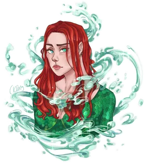 Mystical_ Redhead_with_ Ethereal_ Smoke PNG Image