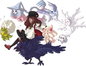 Mystical_ Trainer_and_ Ghost_ Pokemon PNG Image