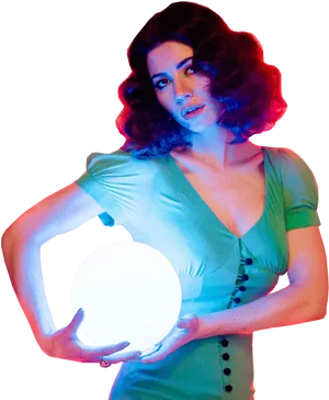 Mystical_ Woman_ Holding_ Orb PNG Image