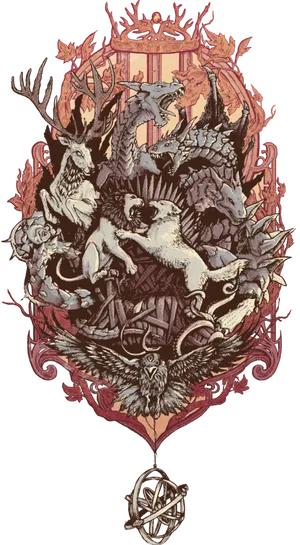 Mythical_ Bestiary_ Crest_ Artwork PNG Image