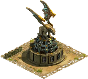 Mythical Creature Statueon Prison PNG Image