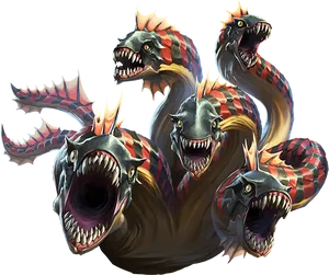 Mythical Hydra Monster Illustration PNG Image