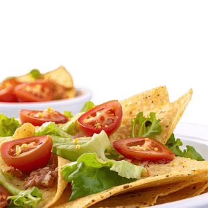 Nachos with Caesar Salad Topping PNG 06122024 PNG image with transparent background