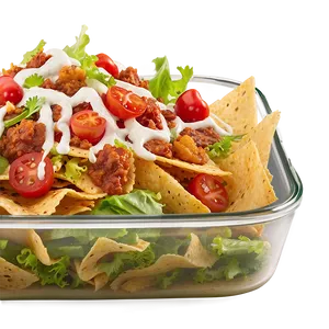 Nachos With Caesar Salad Topping Png Xds PNG Image
