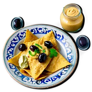 Nachos With Hummus And Olives Png Ege PNG Image