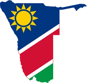 Namibia Map Outlinewith Flag PNG Image