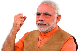 Narendra Modi Raised Fist Pose PNG Image