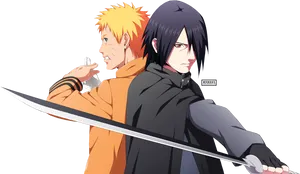 Naruto_and_ Sasuke_ Back_to_ Back PNG Image