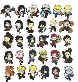 Naruto Chibi Characters Collection PNG Image