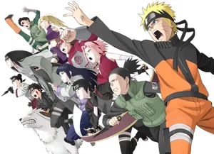 Naruto Team7and Friends Action Pose PNG Image