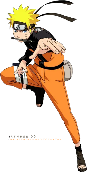 Naruto Uzumaki Action Pose PNG Image