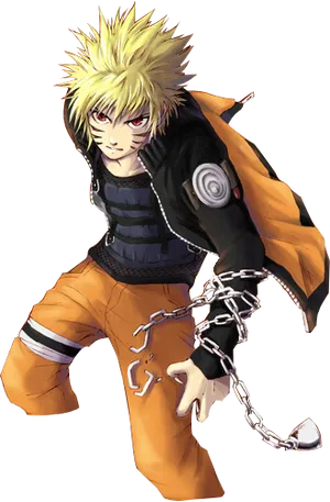 Naruto Uzumaki Chained Kunai PNG Image